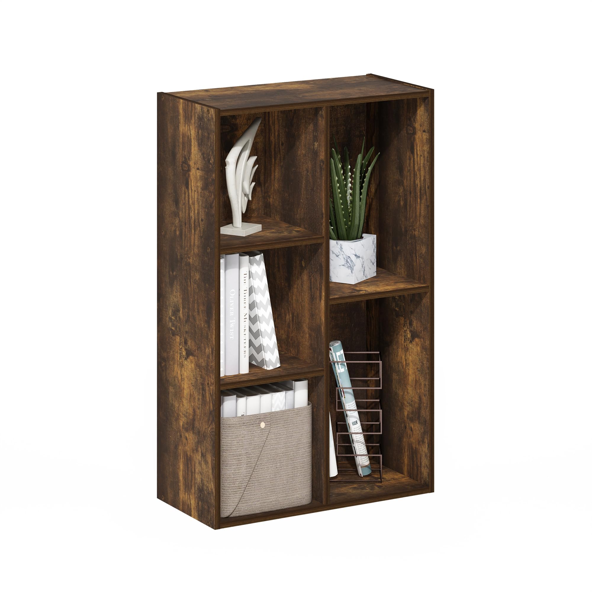 Living Room Desktop Open Storage Cabinet Modern Multi-Purpose 5-Cube Wooden Bookcase Storage Shelves detail