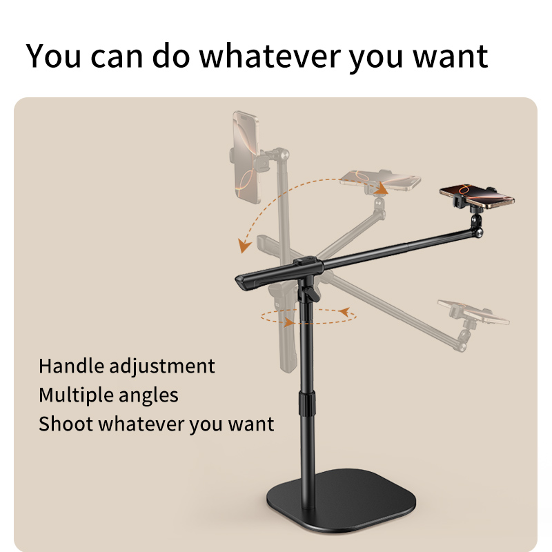ZHIQING F7 Carbon Steel Aluminum Tabletop Shooting Bracket, Foldable Overhead Phone Stand with Remote for Calligraphy Recording detail