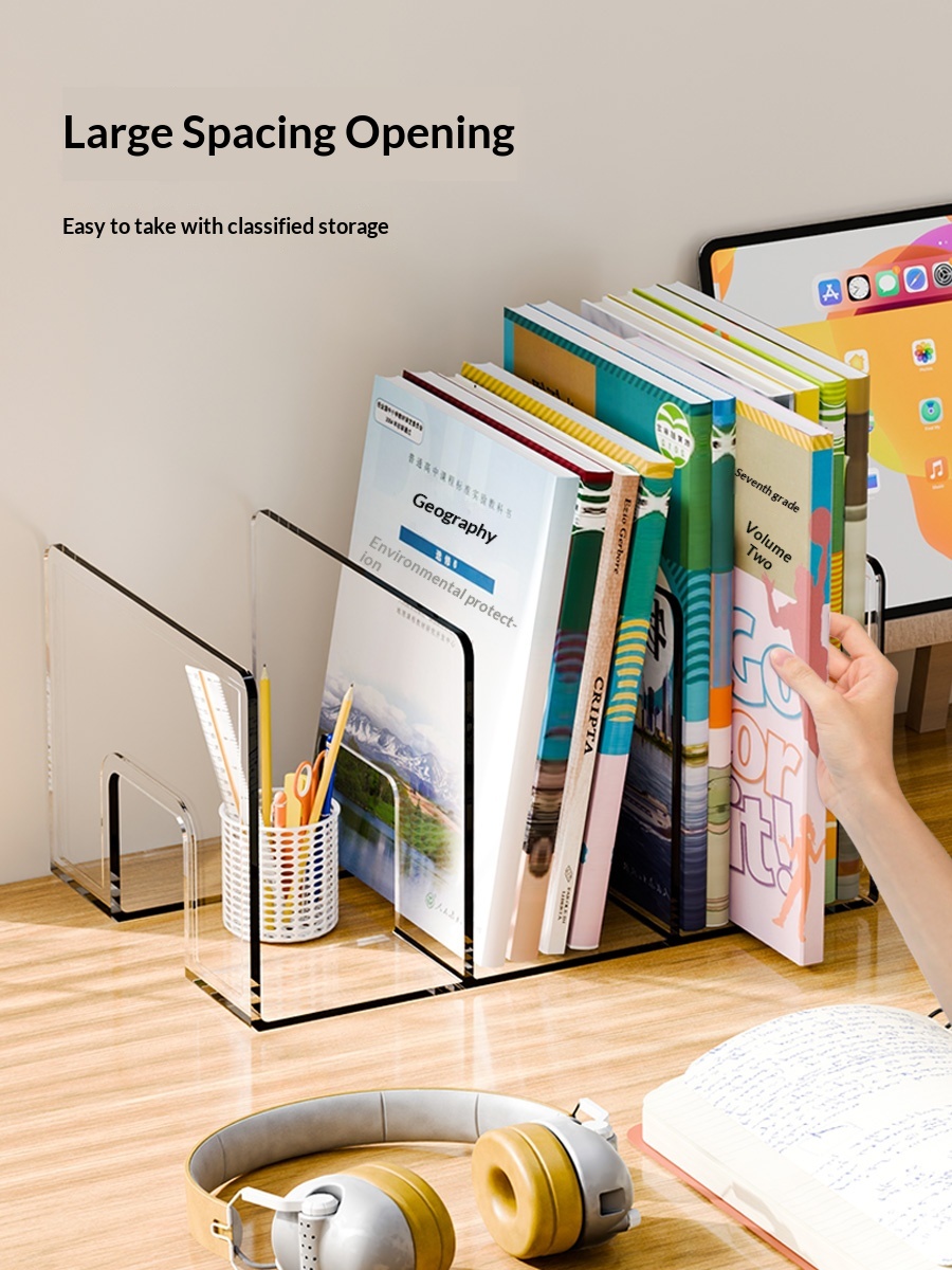 Desktop Bookshelf Transparent PET Simple Rectangle Student Desk Storage Rack Office Dormitory File Storage Made in China product view