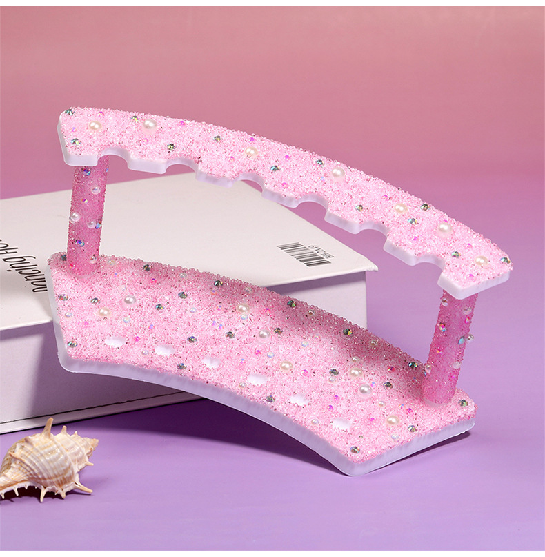 New Reviright Heavy Industry Sugar Plastic Acrylic Square Pen Holder Fine Sparkling Full Diamond Beaded Display Customizable product view