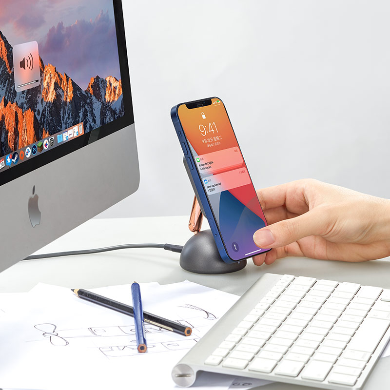 Universal Holder Multi Angle Adjustable Cell Phone Aluminium Cell Phone Holder Magnetic Stand with Wireless Charging detail