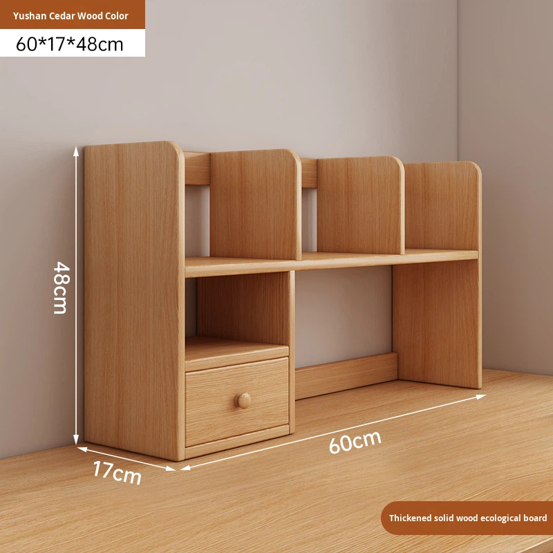 Solid Wood Minimalist Modern Style Desktop Bookshelf Storage Rack for Home Bay Window Desk product view