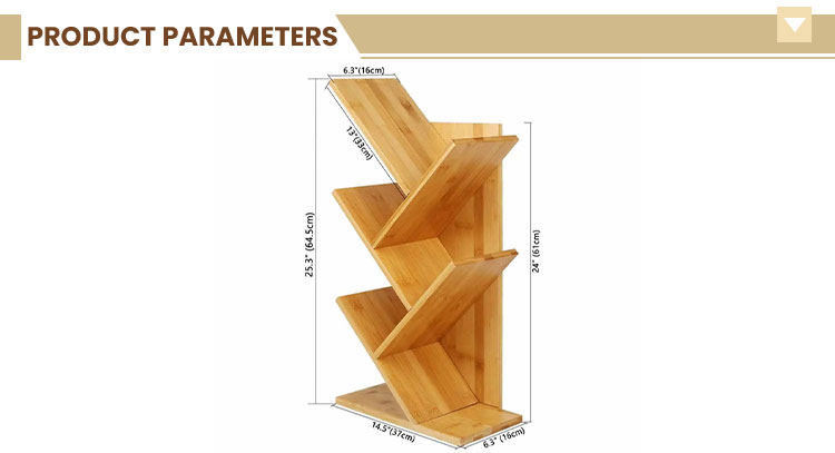 Wooden Craft DIY Wooden Tree Shape Bookshelf 5 Tier Bamboo Bookcase Home Office Desktop Standing Wooden Book Storage Rack detail