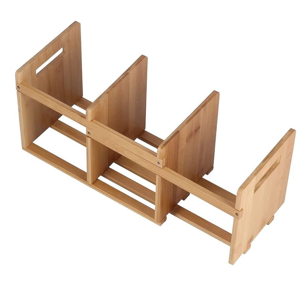 Customized Cheap Natural Bamboo Living Room Corner Expandable Modern Minimalist Bookshelf Storage Rack detail