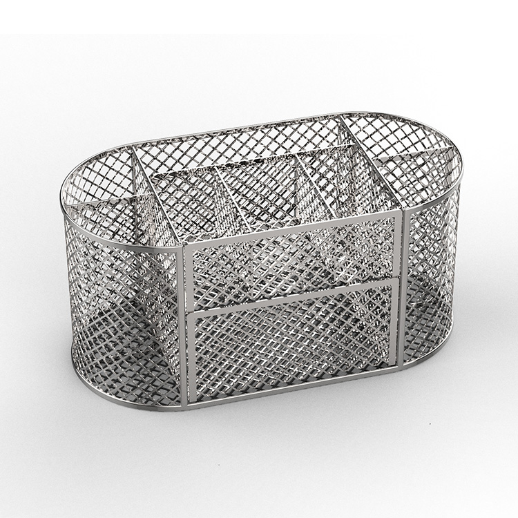 Multifunctional Storage Wire Spray 9 Compartment Pen and Pencil Case Metal Mesh Pen Holder in Kitchen detail