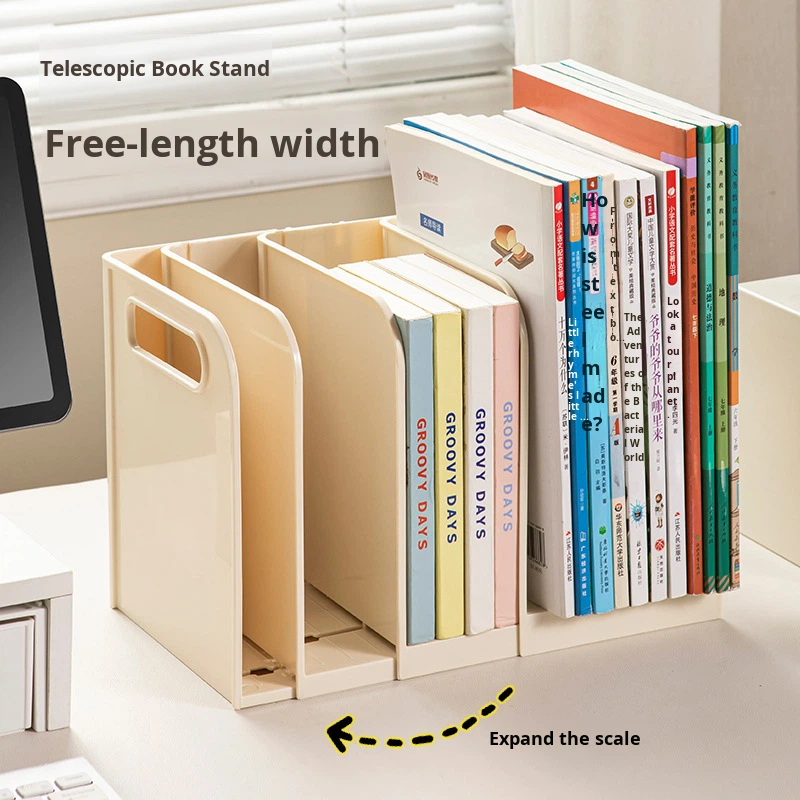 Plastic Desktop Storage Box Student Book Organizer Book Stand Large Capacity Bookshelf Pen Holder product view