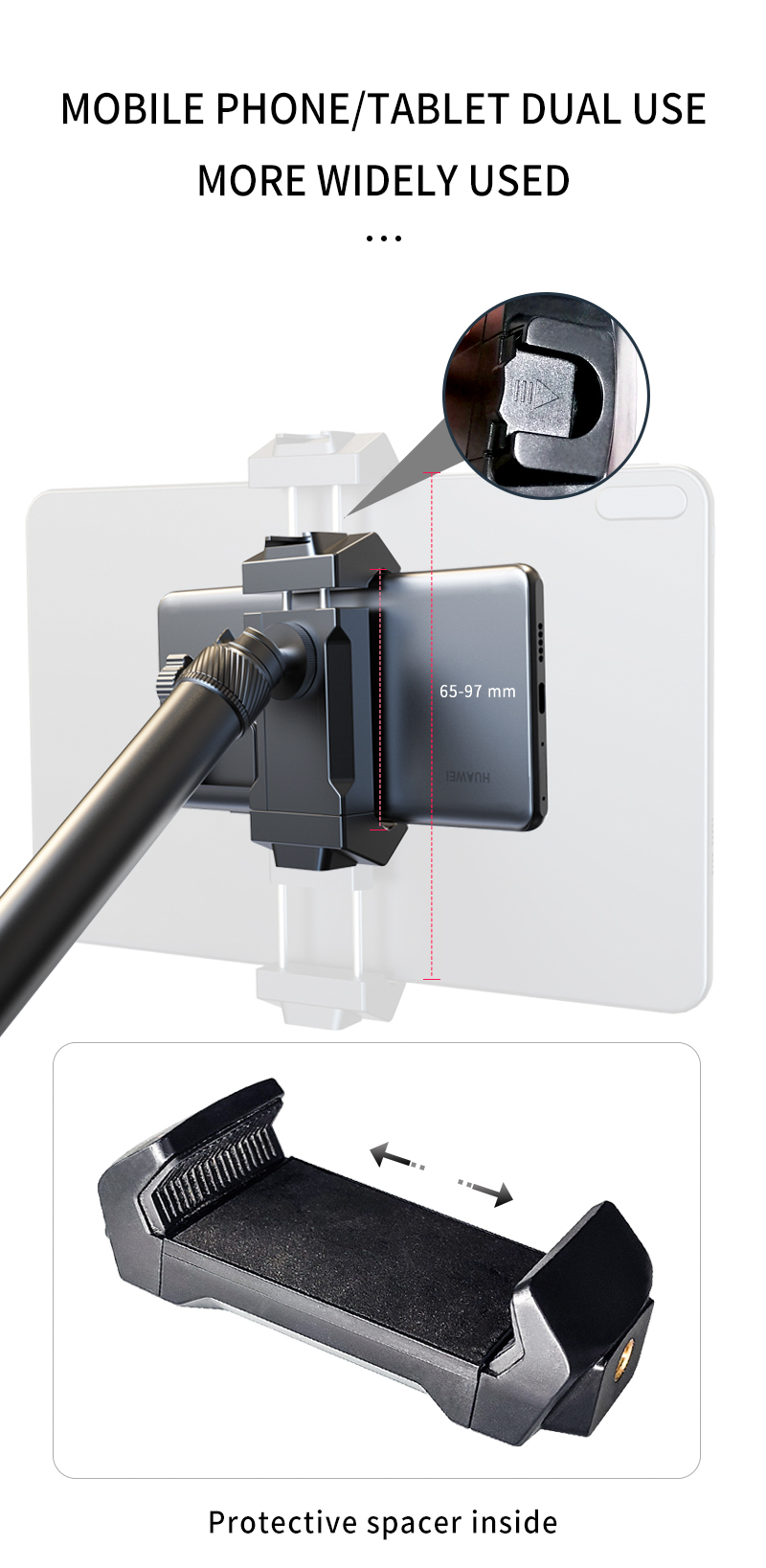 Adjustable Aluminum Telescopic Rod Lazy Holder Universal Support for iPad & Mobile Phone product view