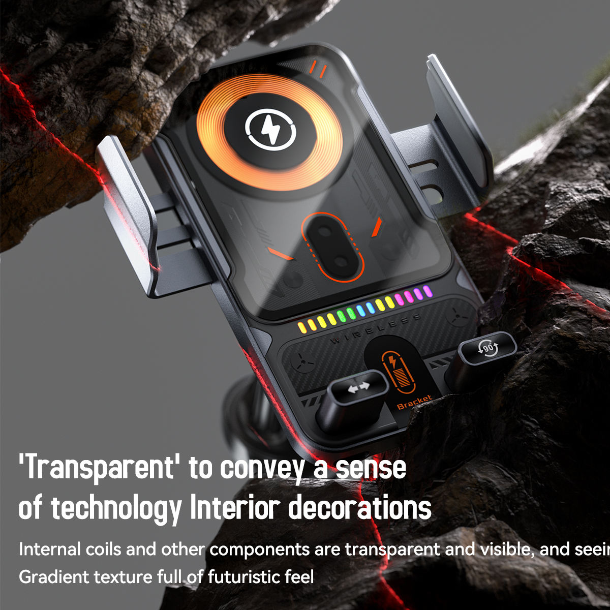 15W Wireless Fast Charging Car Phone Holder, 360° Rotatable Air Vent Mount, Universal ABS Smartphone Stand product view