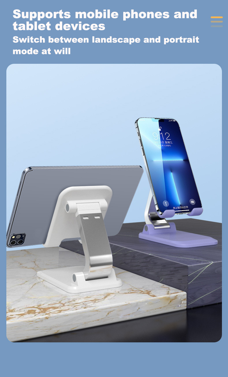 Adjustable ABS+Aluminum Alloy Phone Stand with Non-Slip Base Silicone Pad Compatible All Phones Tablets Desk Use detail
