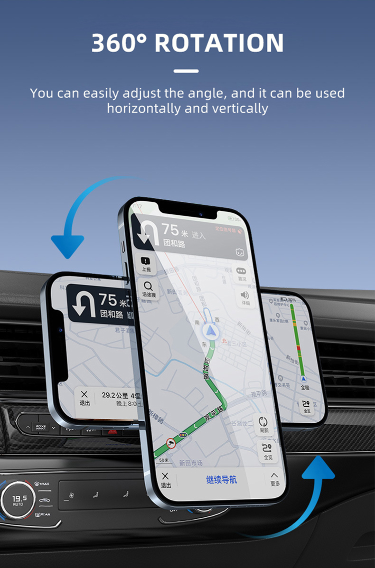 15W Electric Flexible Magnetic Wireless Car Charger Type-C Port Multi-Protection Air Vent Mount Phone Holder IPhone15 detail