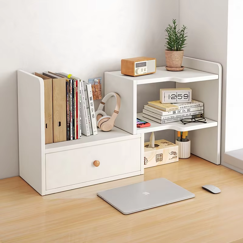 Elegant Multi-Functional Wood Bamboo Desktop Bookshelf Organizer for Home  Office Corner Shelf detail