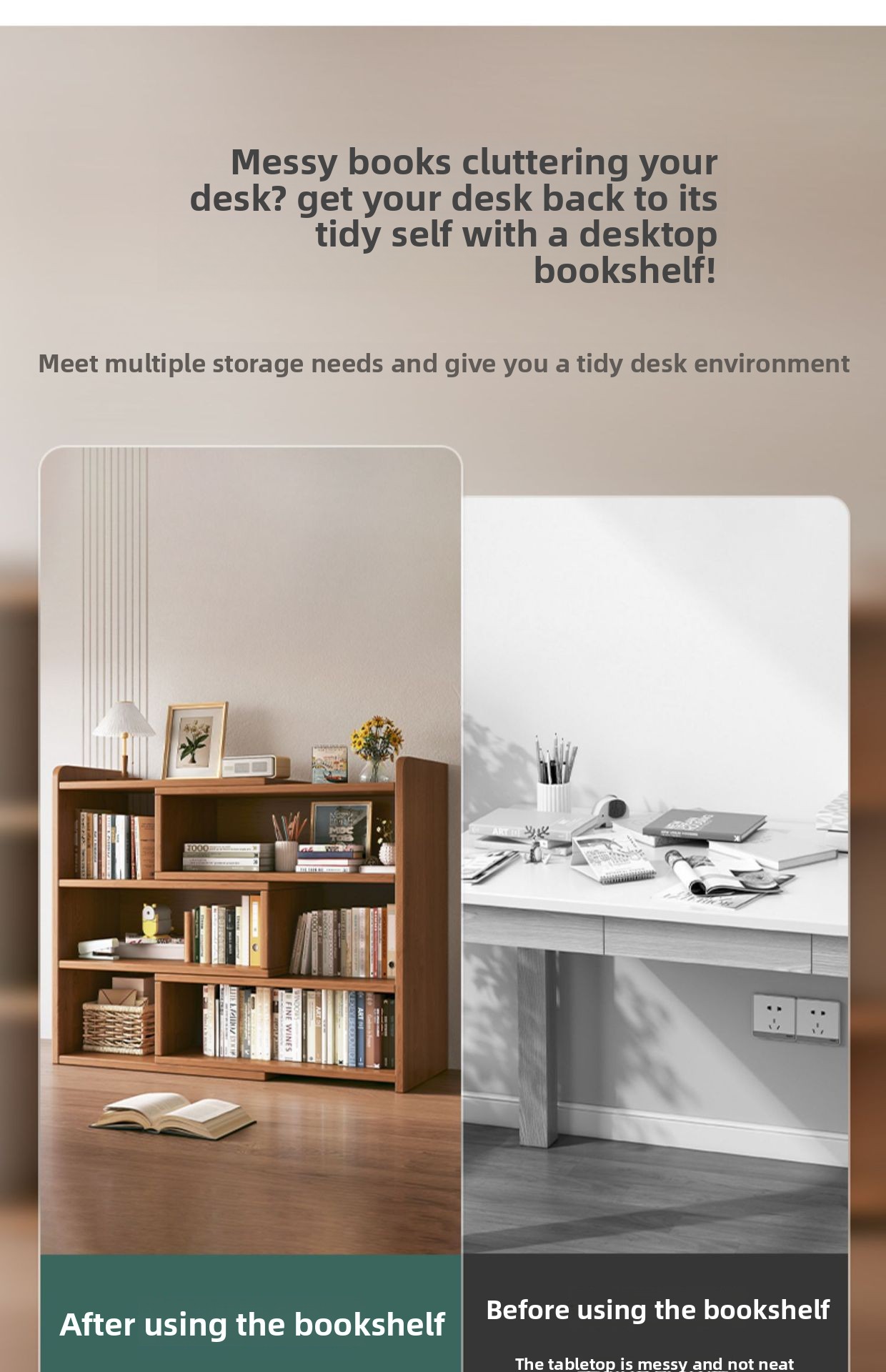 Custom Modern Desktop Extendable Bookshelf Storage Rack Standing Storage Cabinet Office Simple Student Home Small Bookcase detail