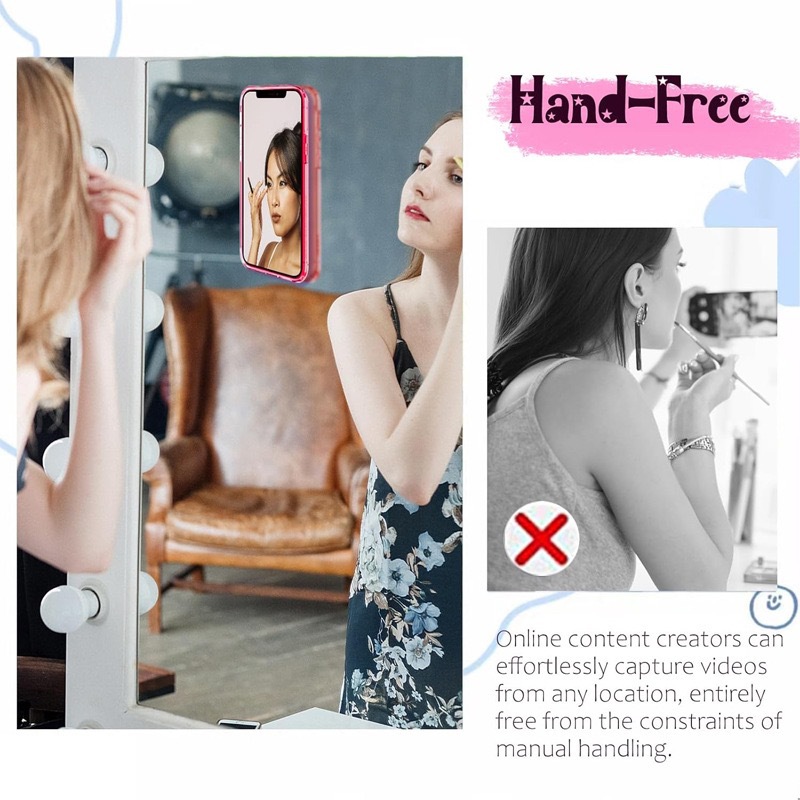 Silicone Suction-Cup Universal Model Double-Sided Adhesive Phone Holder for Bathroom Mirrors-Hands-Free Selfie & Shooting Tool detail