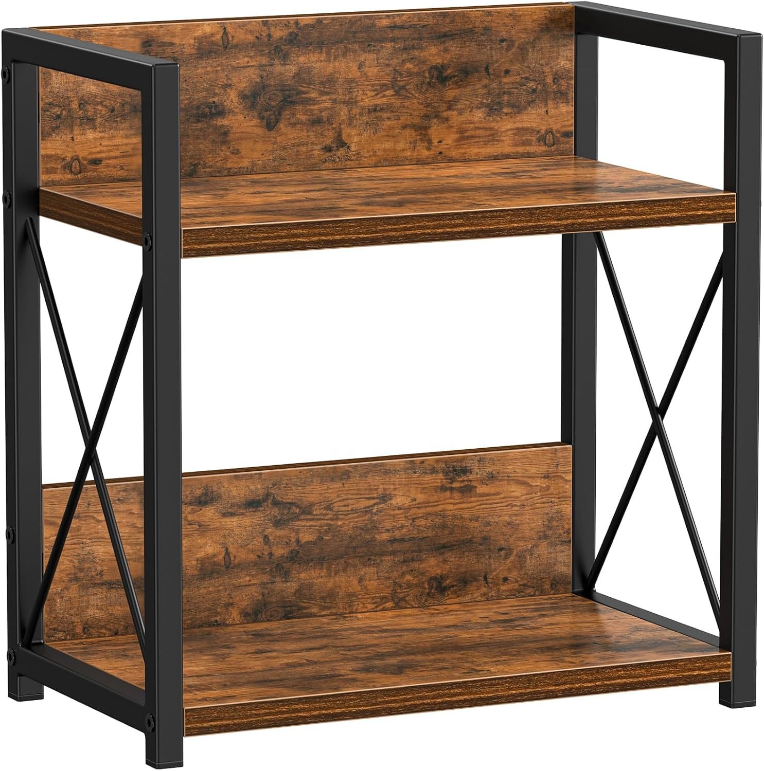 Double Tier Wood Storage Rack Movable Minimalist Modern Countertop Desk Organizer Bookshelf product view