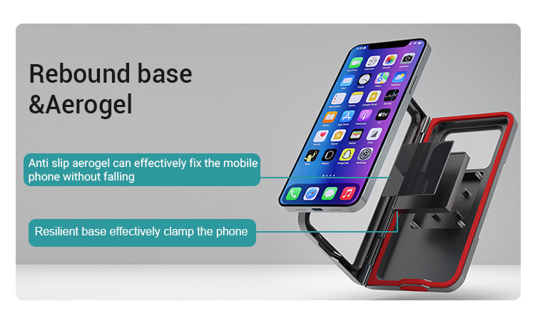 ODM ABS Waterproof Motorcycle Phone Holder Adjustable Height Dustproof Flexible Stand for Riding Car Shower Desk 4-7 Inch Holder detail