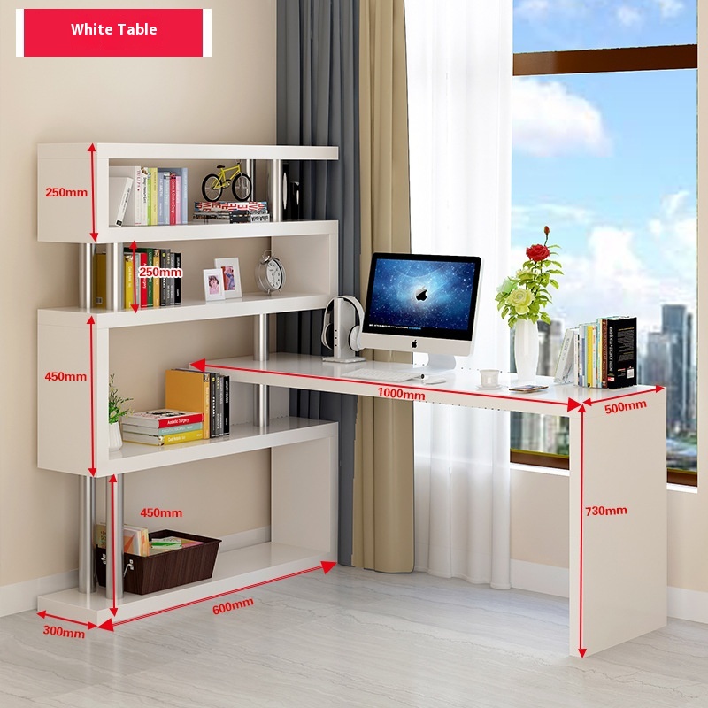 Modern Design Corner Bookshelf and Bookcase Integrated Desktop Computer and Student Writing Desk for Household Use product view
