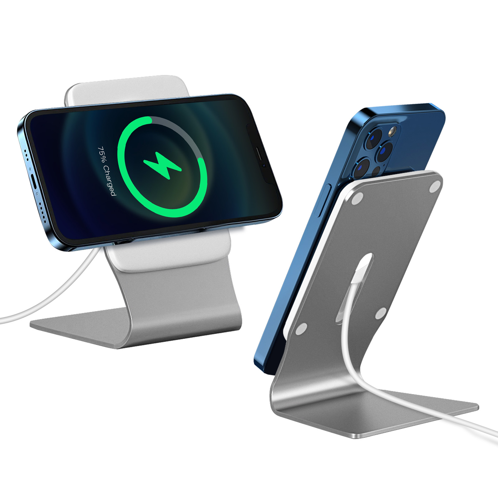 Aluminium Magnetic Desk Phone Charger Stand Holder for iPhone 14 13 12 Pro Max Mini Wireless Charging Desktop Dock Mount