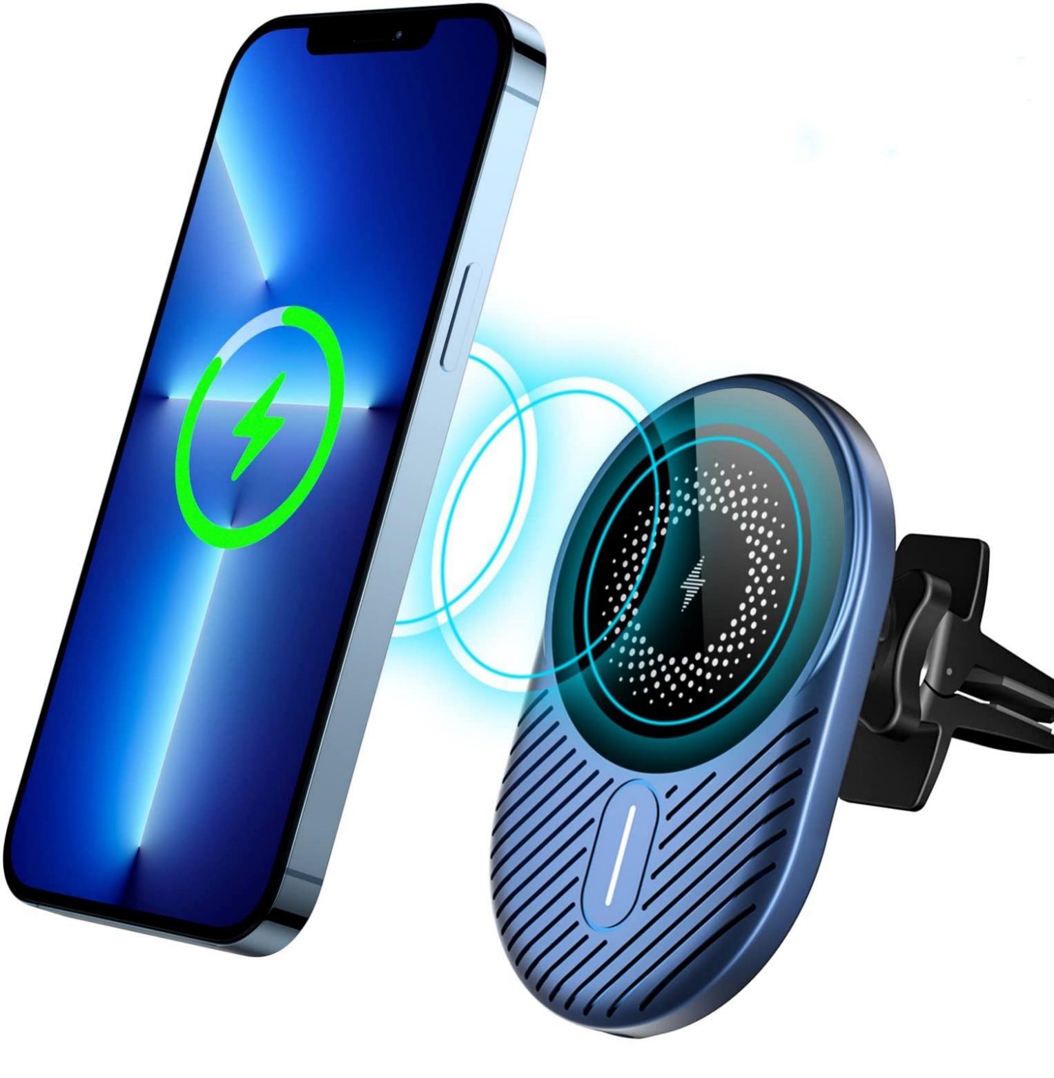 15W Electric Flexible Magnetic Wireless Car Charger Type-C Port Multi-Protection Air Vent Mount Phone Holder IPhone15