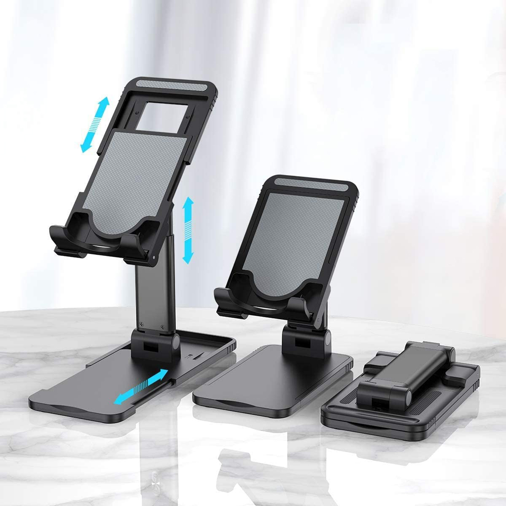 Dual Folding Cell Phone Stand Fully Adjustable Foldable Desktop Phone Holder Cradle Dock for Phone 14 13 12 11 Pro product view