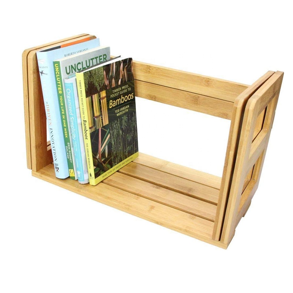 Customized Cheap Natural Bamboo Living Room Corner Expandable Modern Minimalist Bookshelf Storage Rack product view