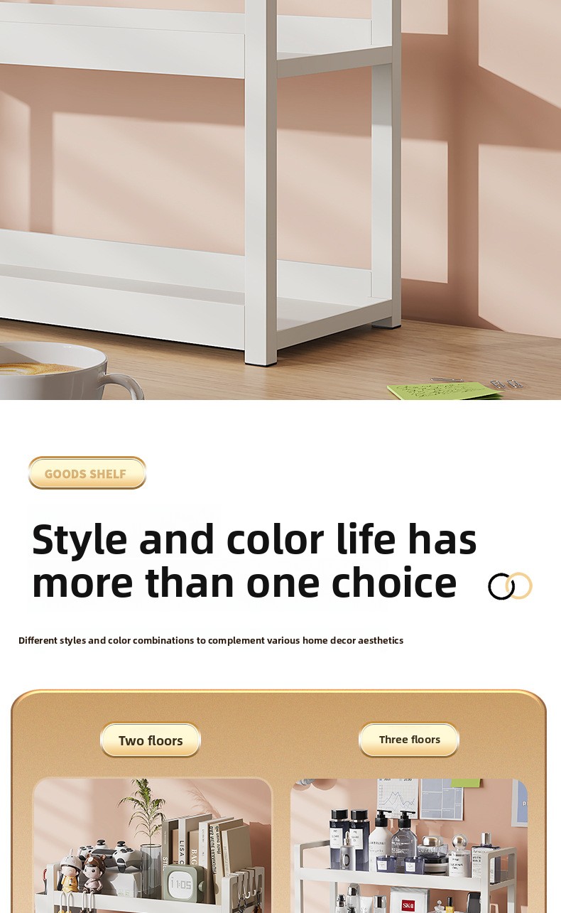Desktop Shelf Three-Layer Standing Type Bookshelf Student Desk Storage Rack Office Computer Desk for Living Room detail
