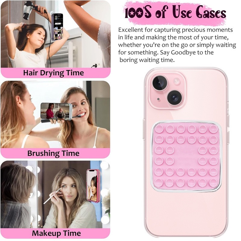 Silicone Suction-Cup Universal Model Double-Sided Adhesive Phone Holder For Bathroom Mirrors-Hands-Free Selfie & Shooting Tool