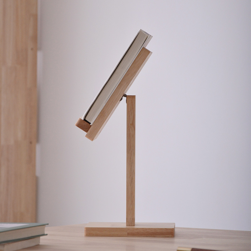 Custom Adjustable Angle Wooden Book Display Stand, Double Layer Desktop Bookshelf Rack for Library Bookstore Office Home detail