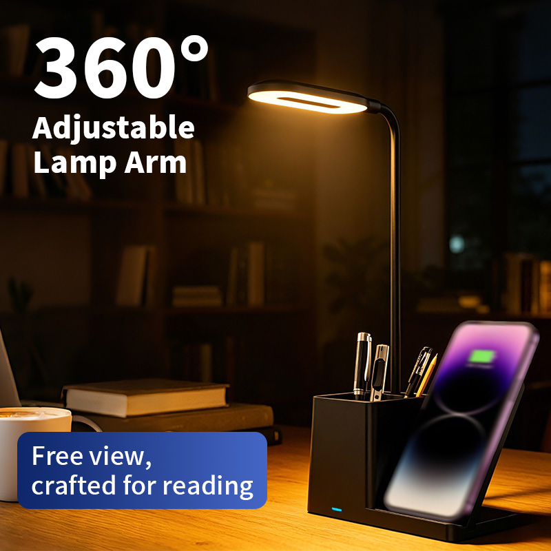 3 in 1 Pen Holder Desk Lamp and Wireless Charger 15W Phone Charger Fast Charging with Lamp With Holder for Phone product view