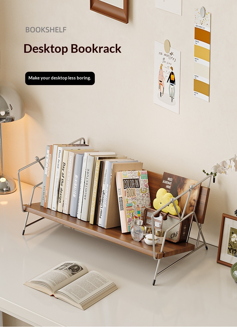 American Style Steel Desktop Bookshelf Student Dormitory Desk Storage Rack Office Desk Organizer Bookcase Display Home Furniture detail