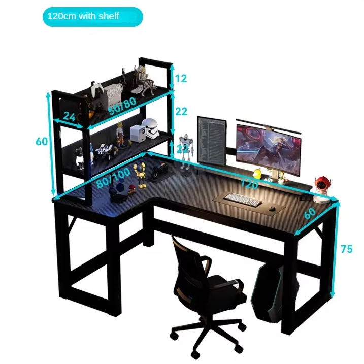 Professional Corner E-Sports Computer Desktop Home Bookshelf Combination for Bedroom/Office with Game Desk product view