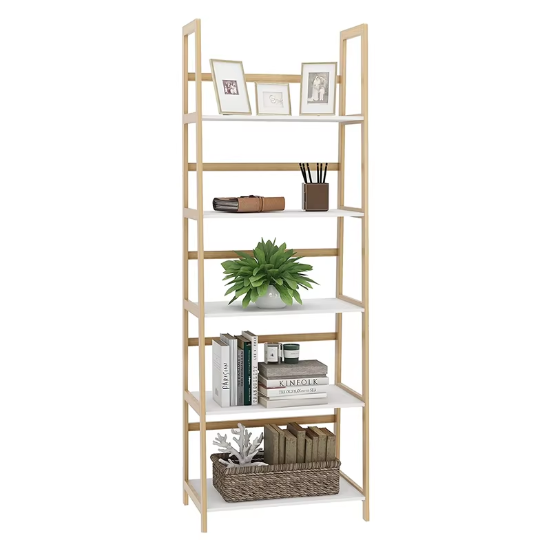 Expandable Bookcase Desktop Storage Organizer Display Shelf Office Adjustable Bamboo Bookshelf With Drawers detail