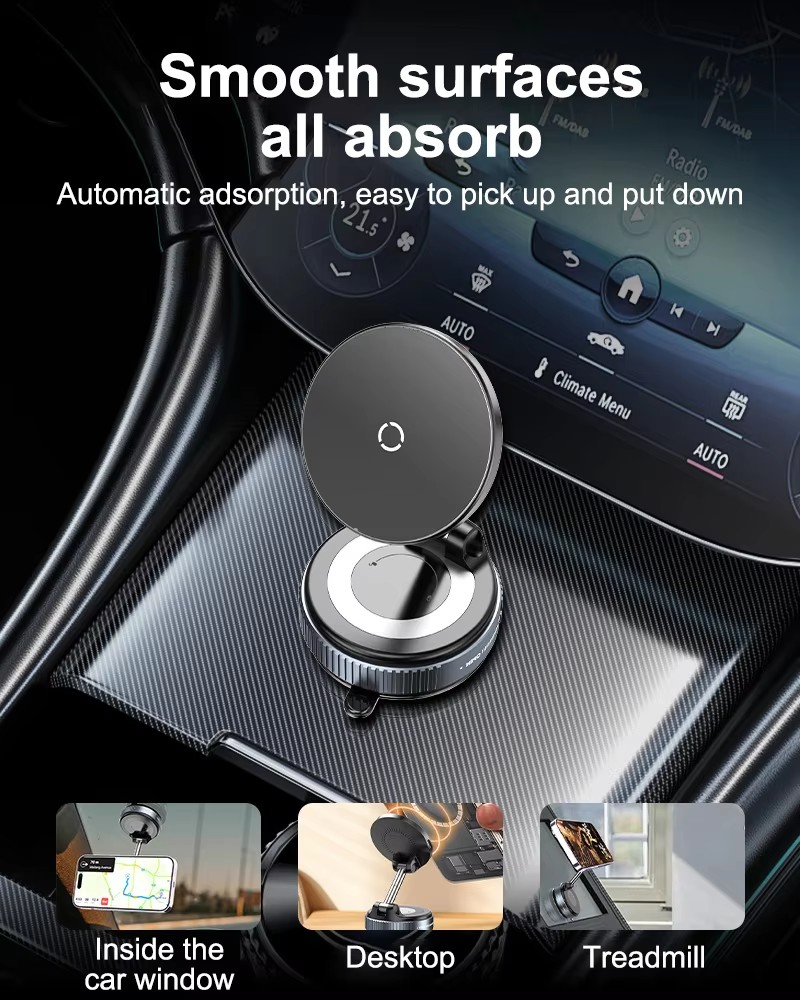 Foldable Suction Cup Magnetic Phone Mount 360° Adjustable Vacuum Flexible Magnetic Phone Holder for Car/Gym/Mirror Wall detail