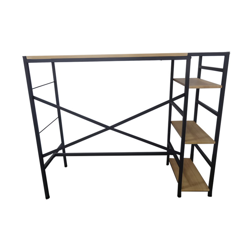 Durable Mini Desktop Desk Combined Writing Bookshelf Unit Minimally Designed Office Home Computer Desk Metal Wood for Bedroom product view