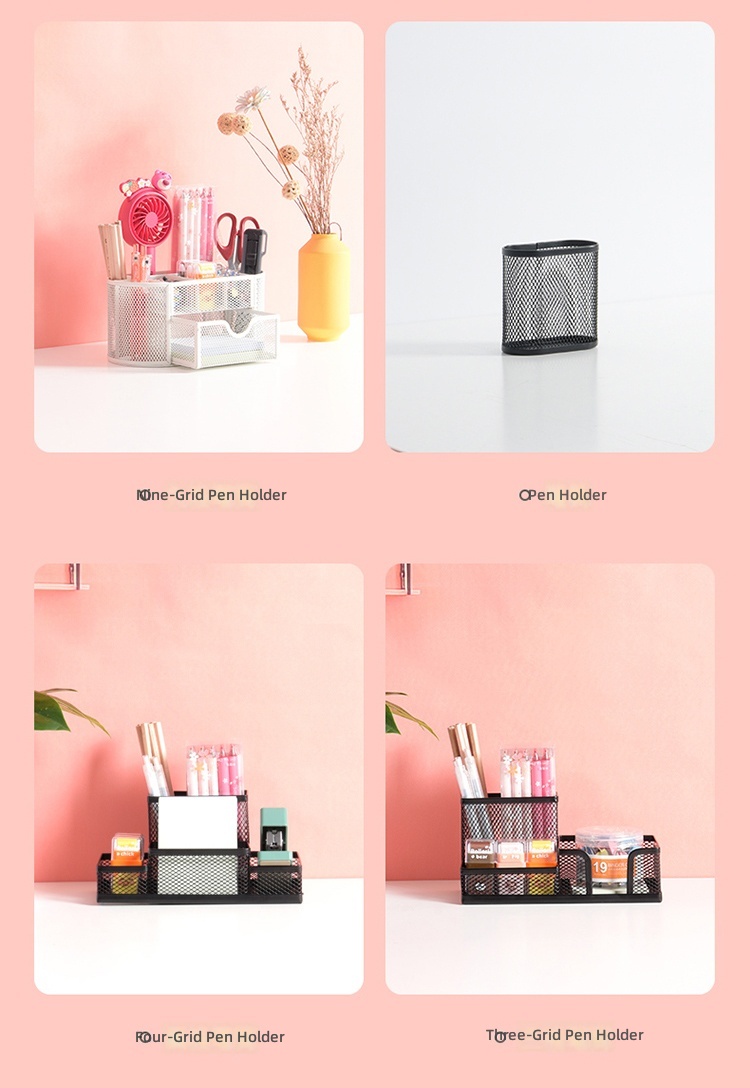 Desktop Organizer Multi-functional Pencil Holder Metal Mesh Office Supplies Storage Box & Rack Multi-tier Shelf Rectangular detail