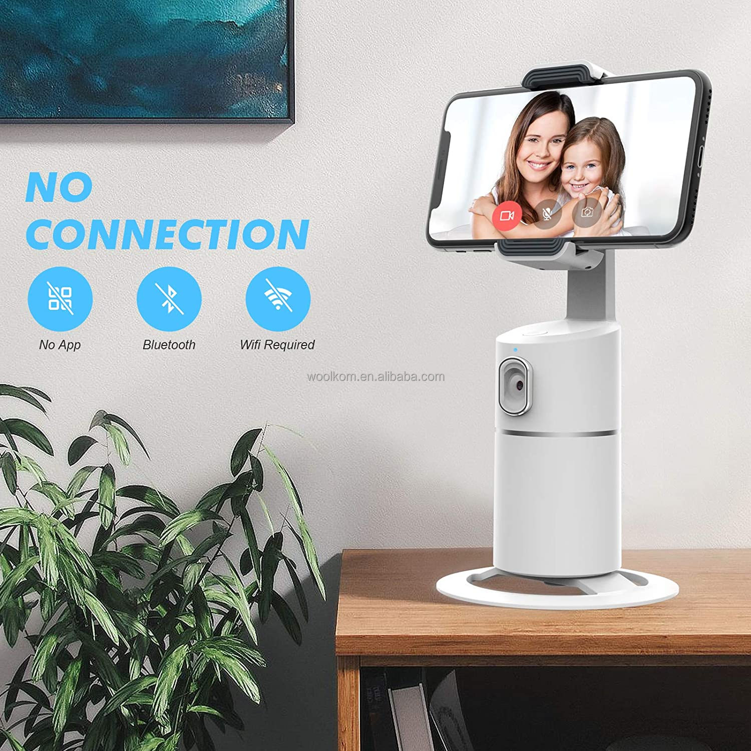 AI Face Tracking Cell Phone Stand Desktop Phone Holder Dock with 360 Rotate Smart Object Track Camera Cradle for iPhone Android detail