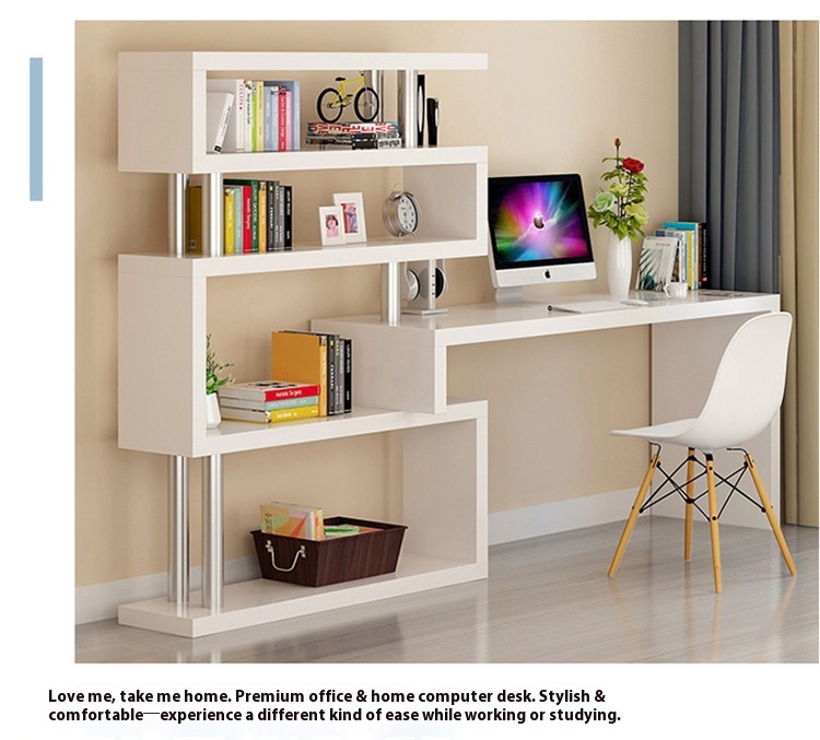 Modern Design Corner Bookshelf and Bookcase Integrated Desktop Computer and Student Writing Desk for Household Use detail
