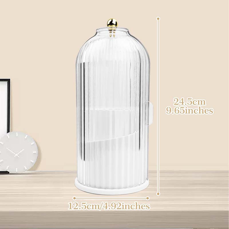 Makeup Brush Holder with Lid 360 Rotating Clear Dustproof Make up Organizers for Vanity Bathroom Countertop product view
