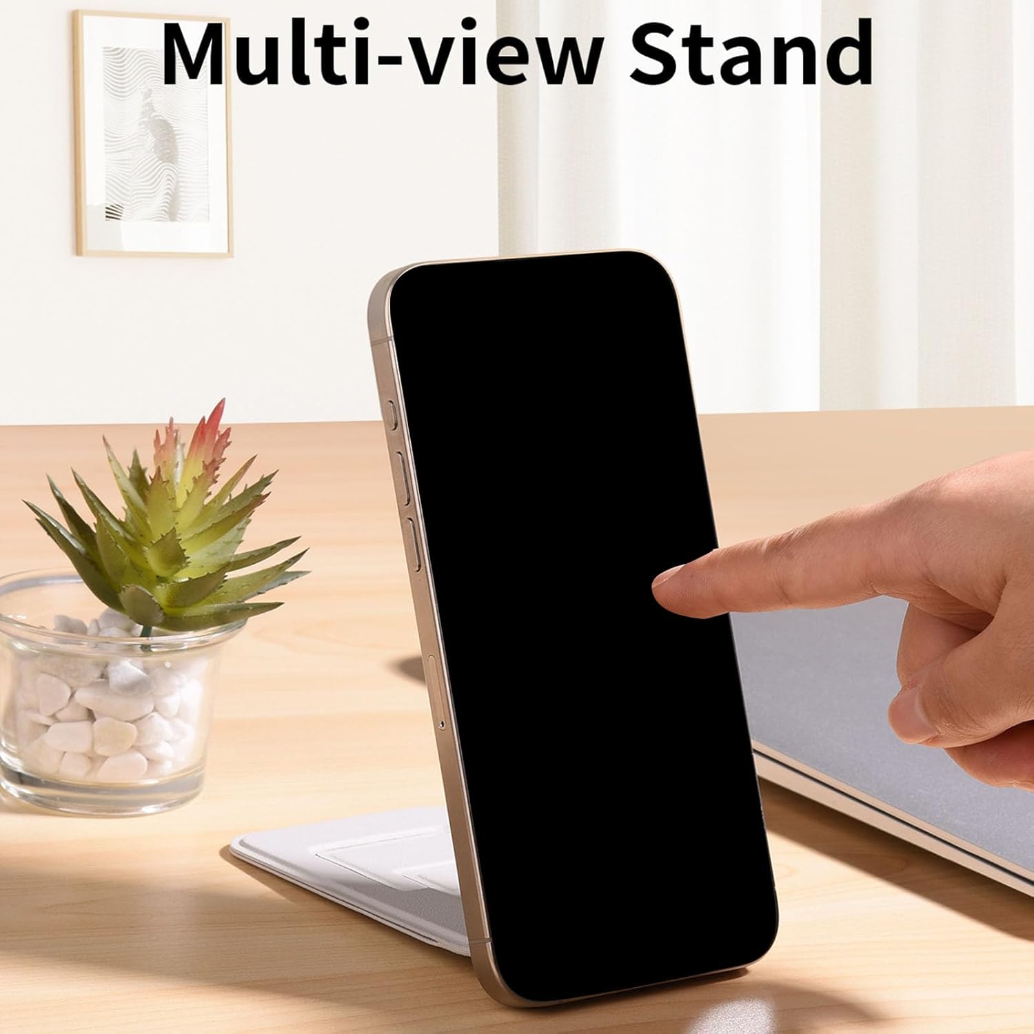 2 in 1 Phones Stand & Card Holder with Not Slip Feet for Stable Placement During Photography Meeting Stand Phones Mount detail
