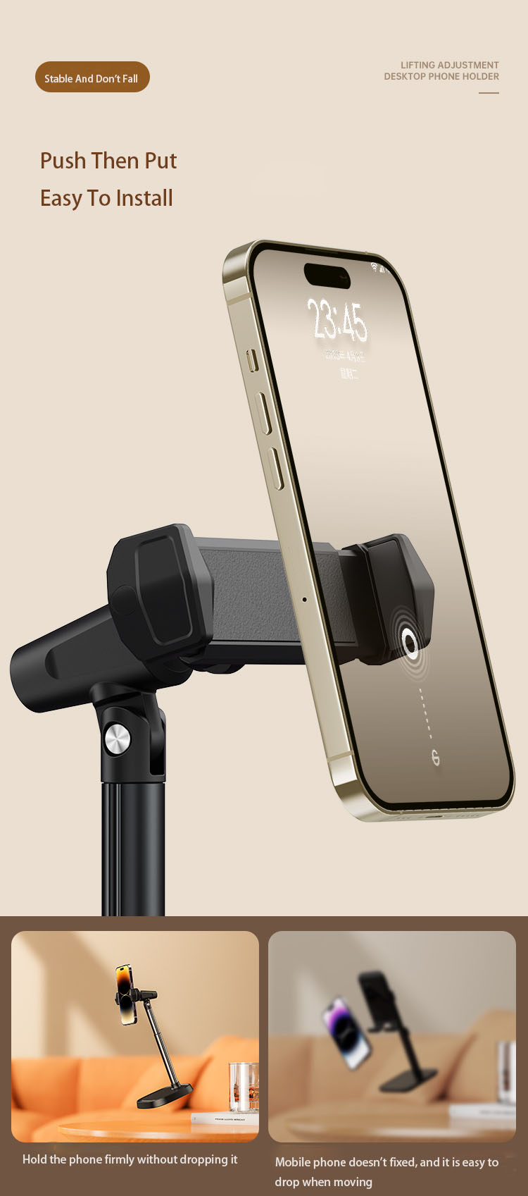 Phone Stand Aluminium Alloy Adjustable Folding Desktop Tablet Cell Phone Stand Holder detail
