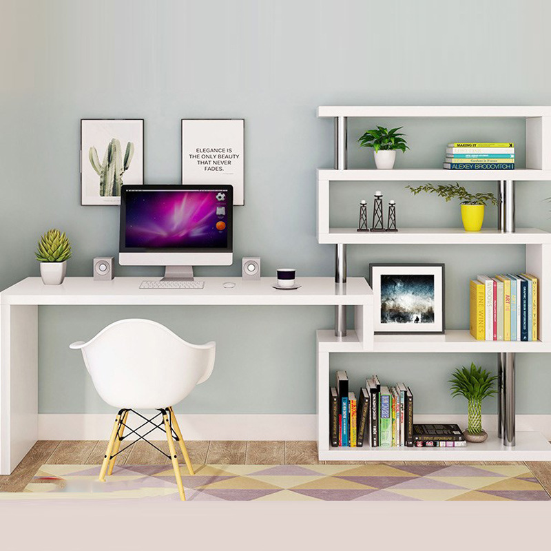 Modern Design Corner Bookshelf and Bookcase Integrated Desktop Computer and Student Writing Desk for Household Use detail