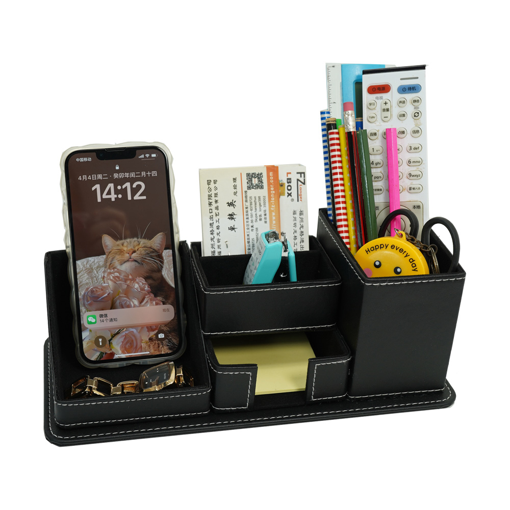 LG- B050 Premium PU Leather Multifunction Desktop Organizer Built-in Pen Holder Custom Branding Available for Office Home Use detail