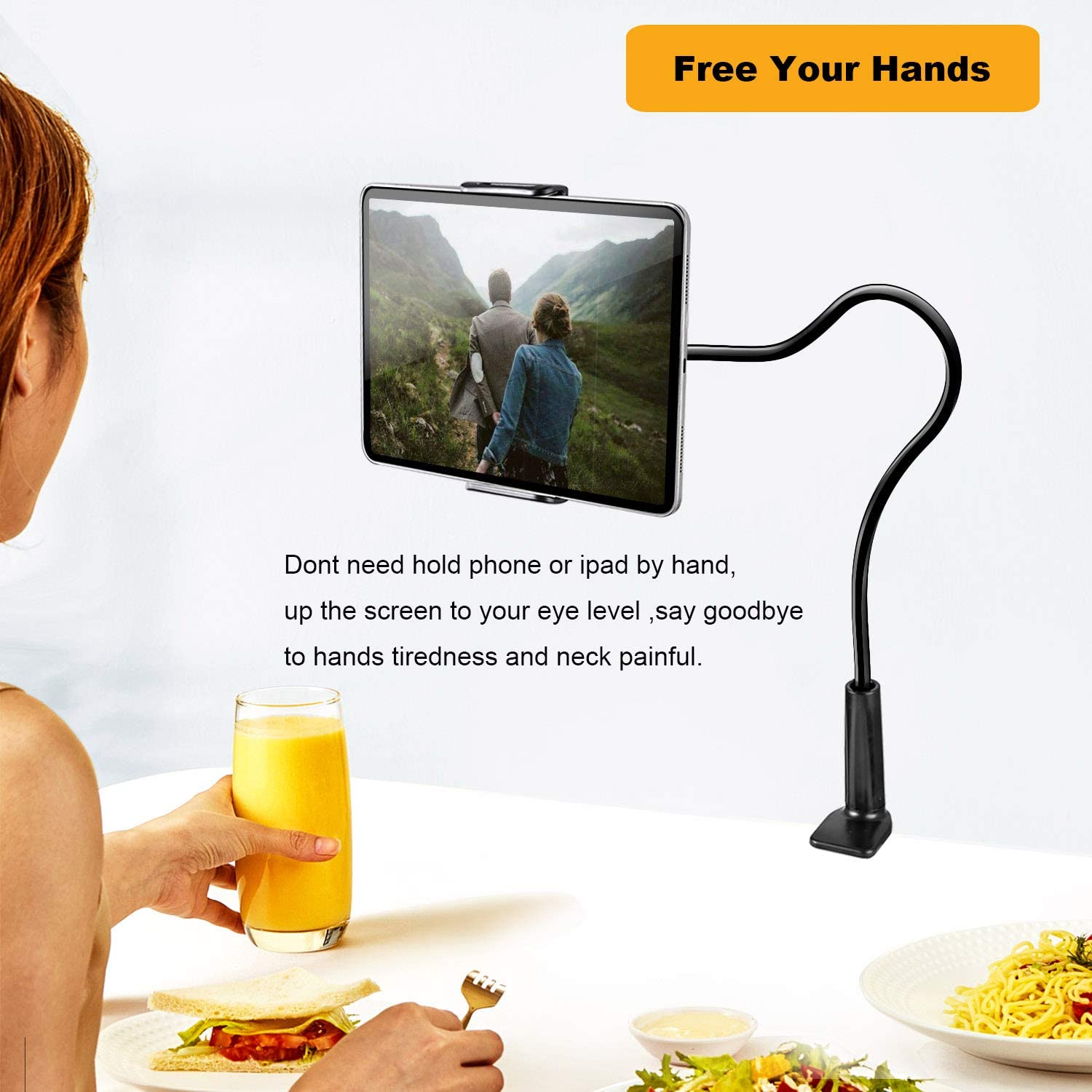 Tablet Stand Holder for Bed Adjustable Gooseneck Phone Holder Flexible Phone Holder for IPad, Samsung Tab, Switch, Kindle detail