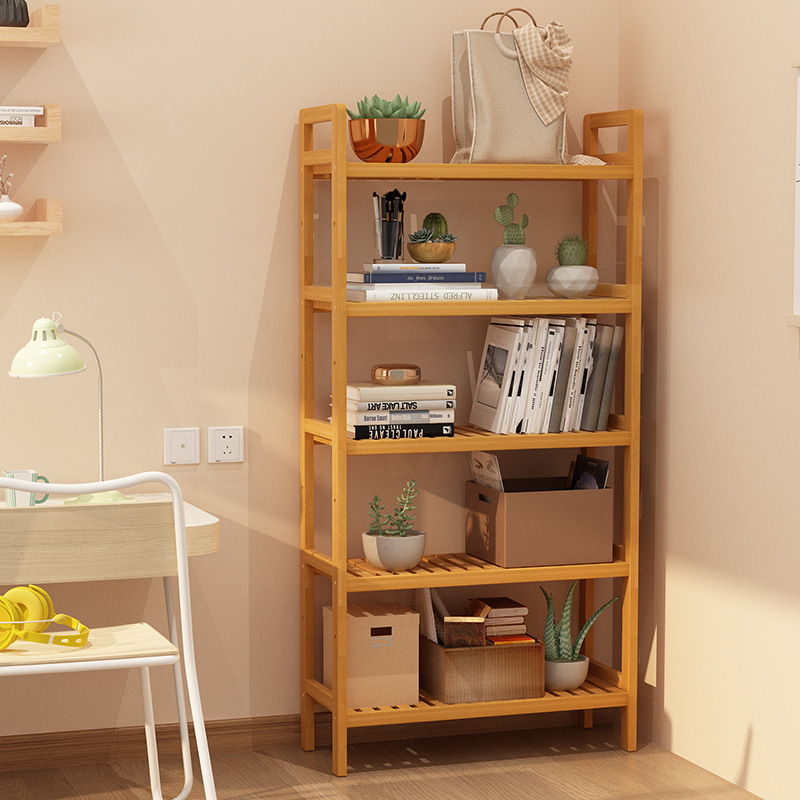 HOSTK 2 3 4 -Tier Large Small Home Office Natural Multiple Customization Desktop Adjustable Bookcase Storage Bookshelf Bamboo product view