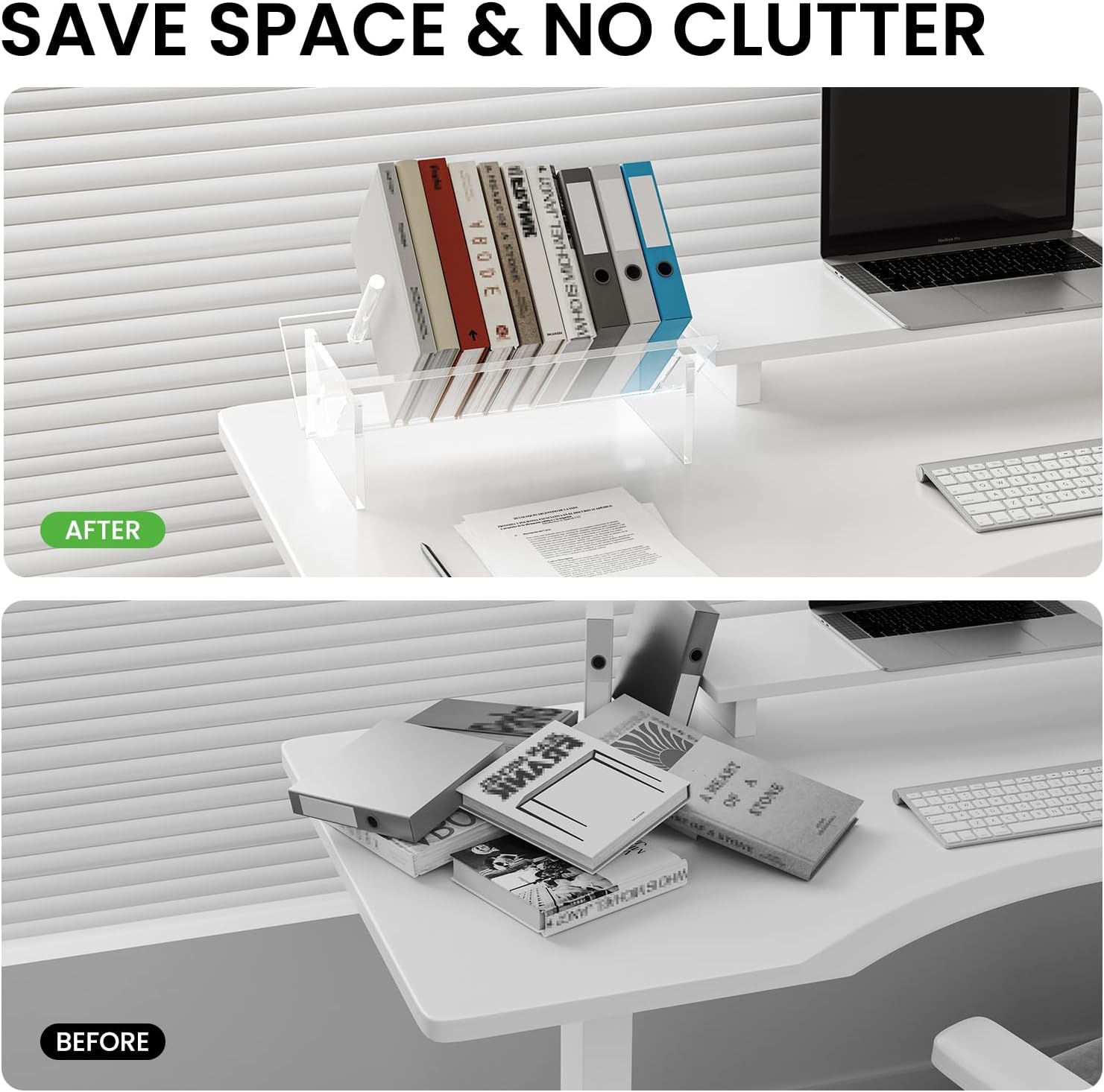 Modern Transparent Acrylic 5+ Tier Durable Curved Desktop Bookshelf Inclined Design for Small Book CD Magazine Display Storage product view