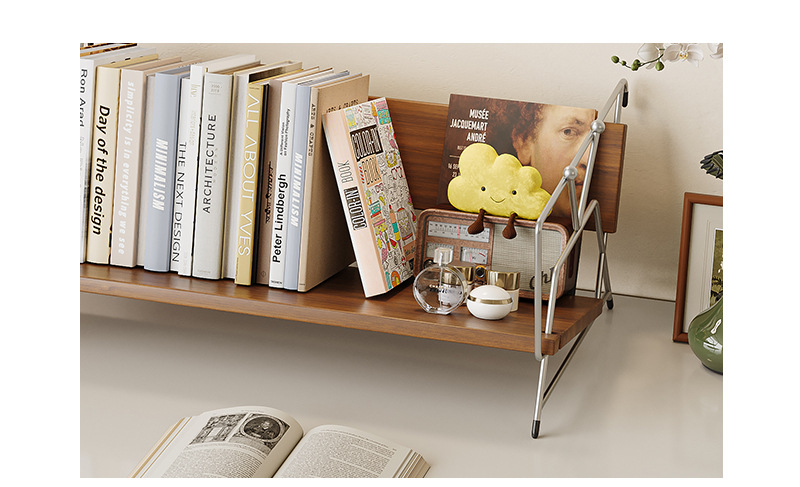 American Style Steel Desktop Bookshelf Student Dormitory Desk Storage Rack Office Desk Organizer Bookcase Display Home Furniture detail