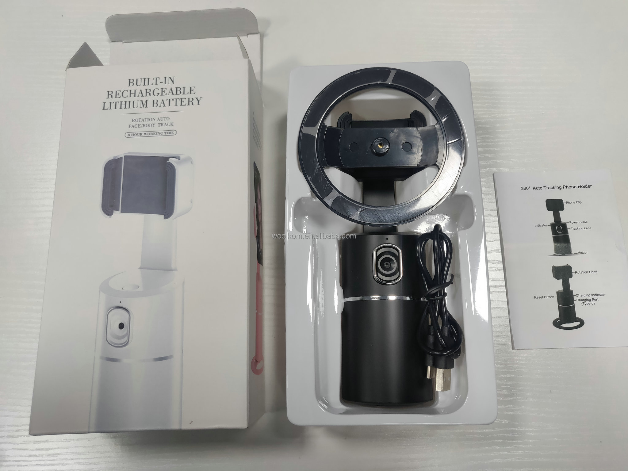 AI Face Tracking Cell Phone Stand Desktop Phone Holder Dock with 360 Rotate Smart Object Track Camera Cradle for iPhone Android detail