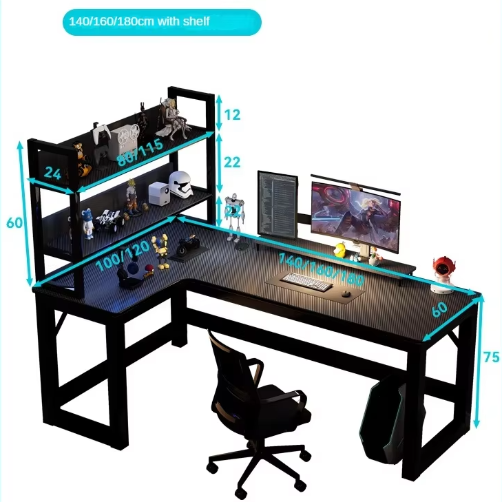 Professional Corner E-Sports Computer Desktop Home Bookshelf Combination for Bedroom/Office with Game Desk product view