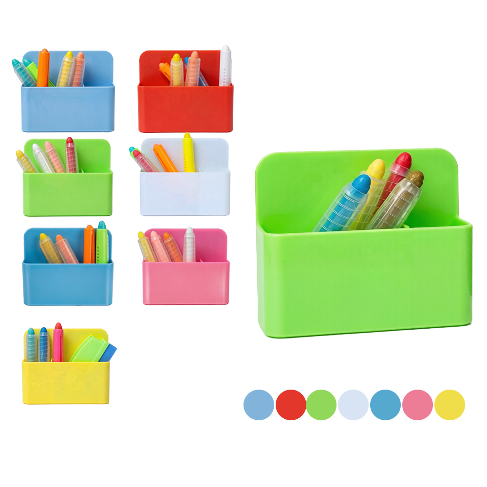 Cheap Price School Desk Blackboard Use Bright Color Plastic Storage Box square Shape Lightweight Magnetic Pen Holder