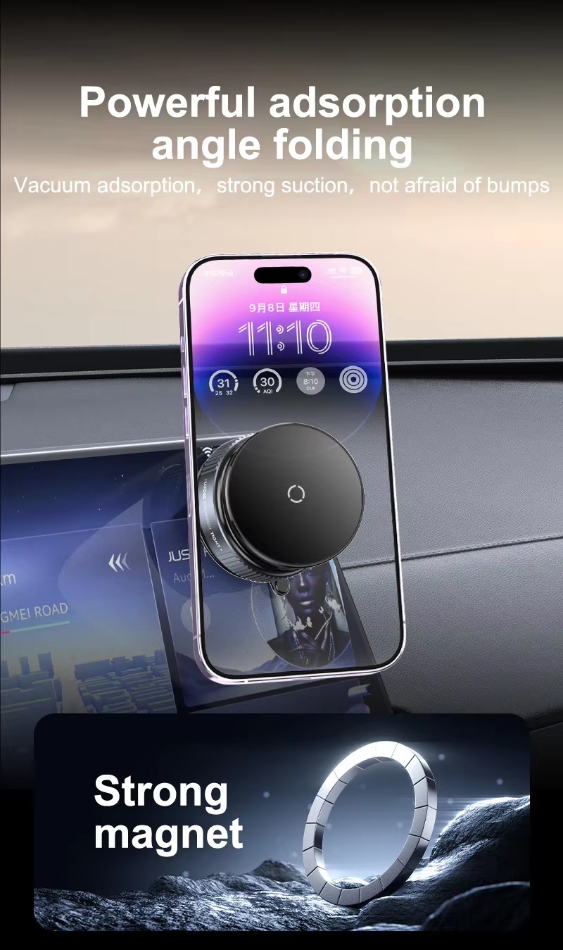 Foldable Suction Cup Magnetic Phone Mount 360° Adjustable Vacuum Flexible Magnetic Phone Holder for Car/Gym/Mirror Wall detail