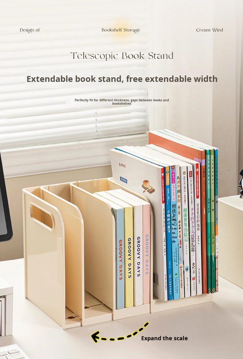 Plastic Desktop Storage Box Student Book Organizer Book Stand Large Capacity Bookshelf Pen Holder detail